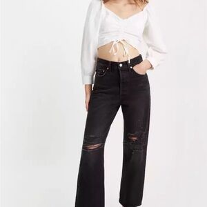 NWT Levi's Ribcage Straight Ankle Women's Jeans Black Sz 28X29